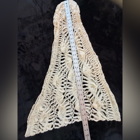Vintage handmade crochet shawl wrap ivory cream OS - Picture 5 of 8